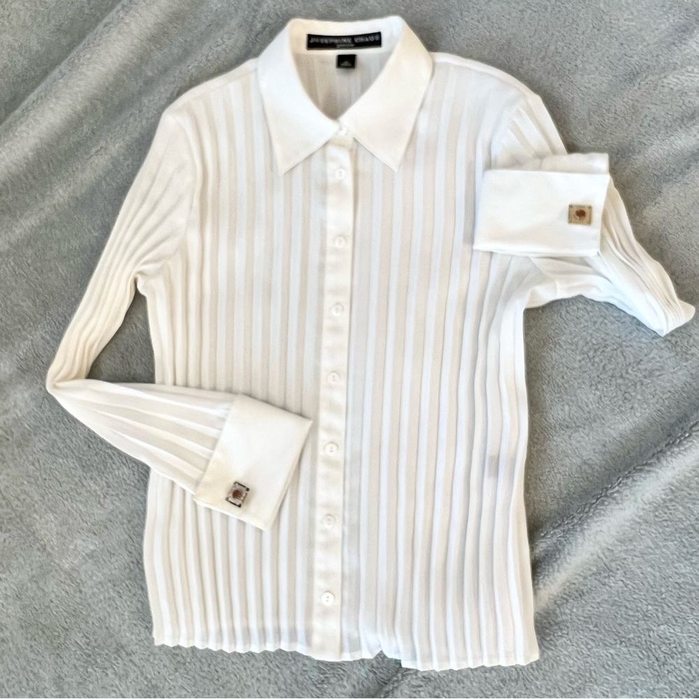 EUC-Josephine Chaus Petite-Long Sleeve Blouse/French Cuffs-8 (Petite) - Picture 5 of 11